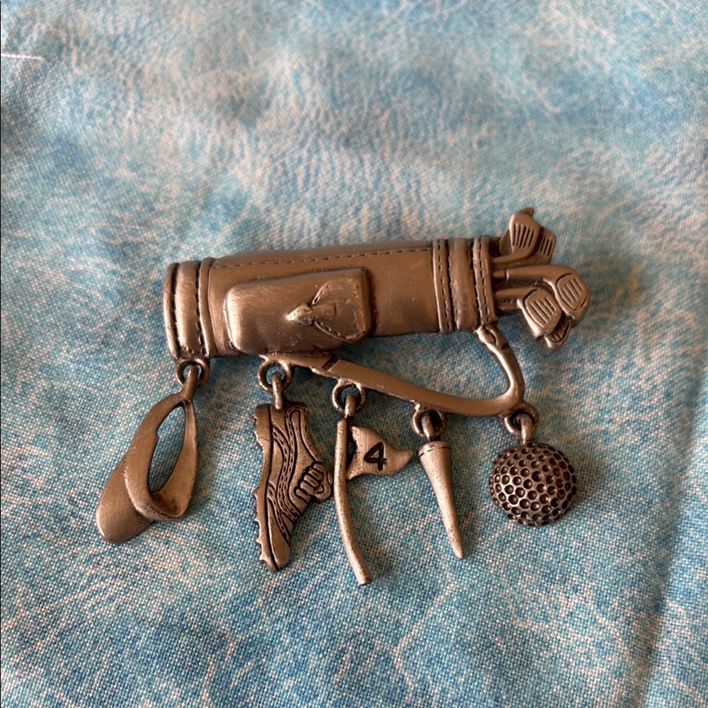 Silver Golf Themed Brooch